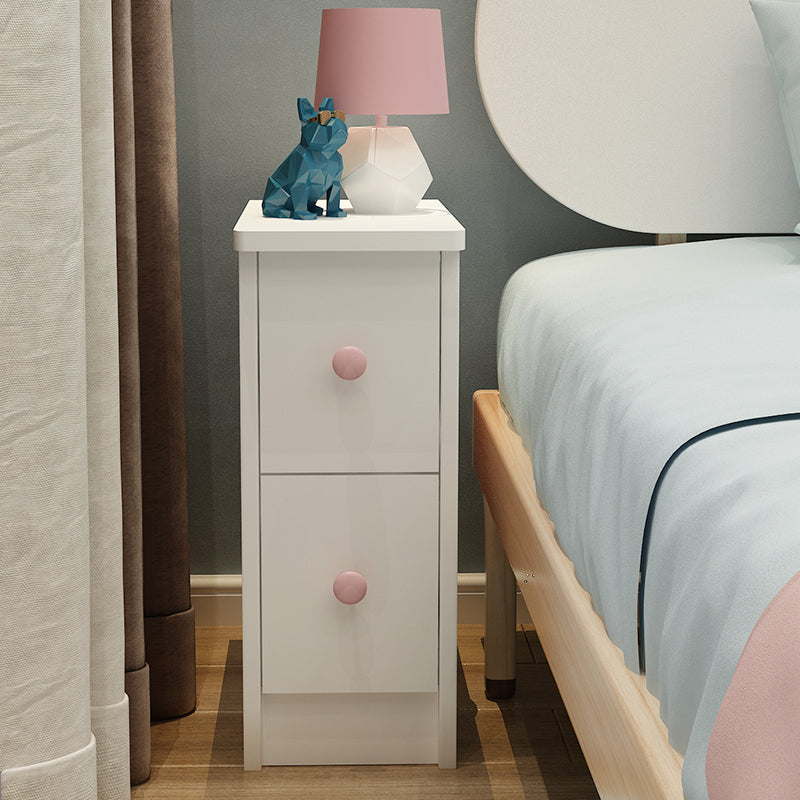 Modern Wooden Standard Nightstand 2 Drawers Kids Bedside Table