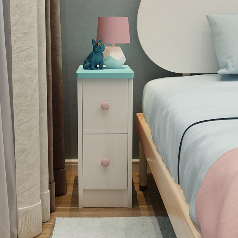 Modern Wooden Standard Nightstand 2 Drawers Kids Bedside Table