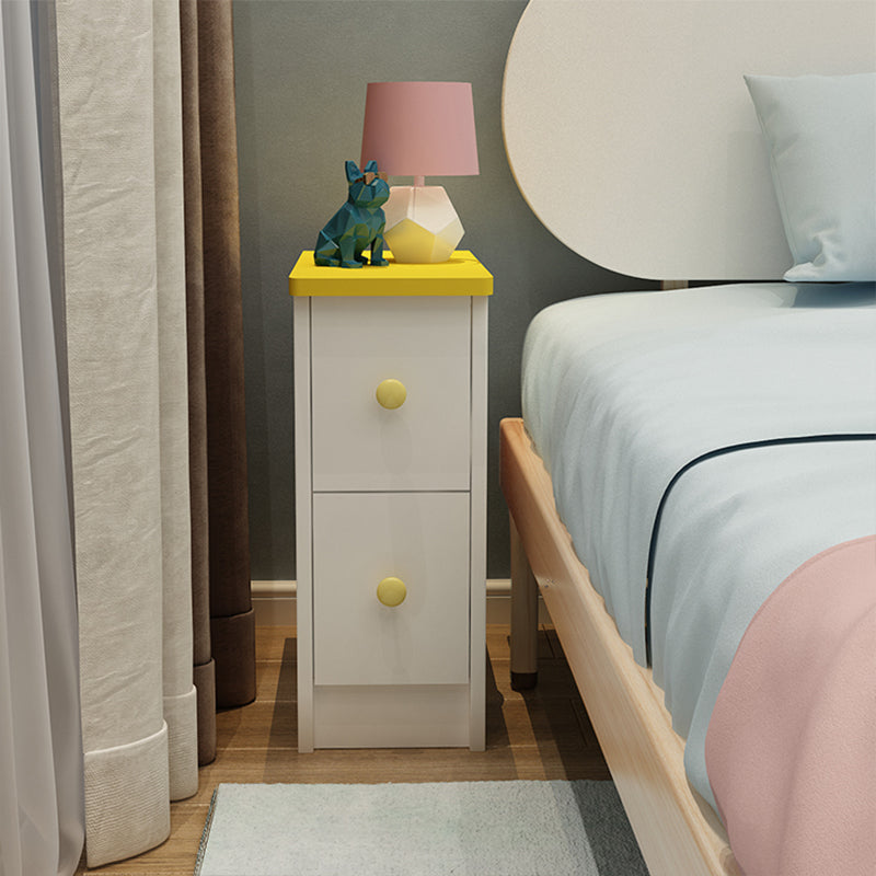 Modern Wooden Standard Nightstand 2 Drawers Kids Bedside Table