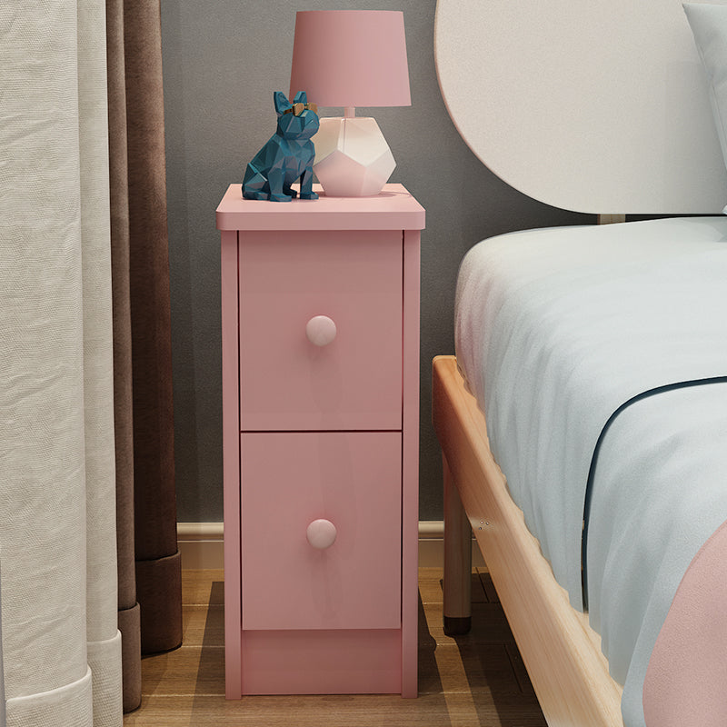 Modern Wooden Standard Nightstand 2 Drawers Kids Bedside Table