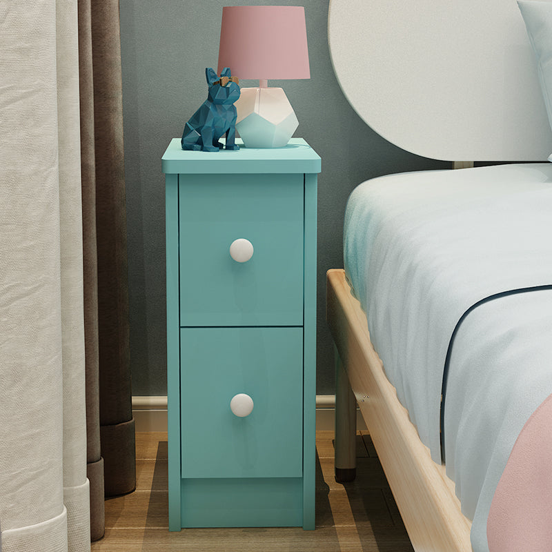 Modern Wooden Standard Nightstand 2 Drawers Kids Bedside Table