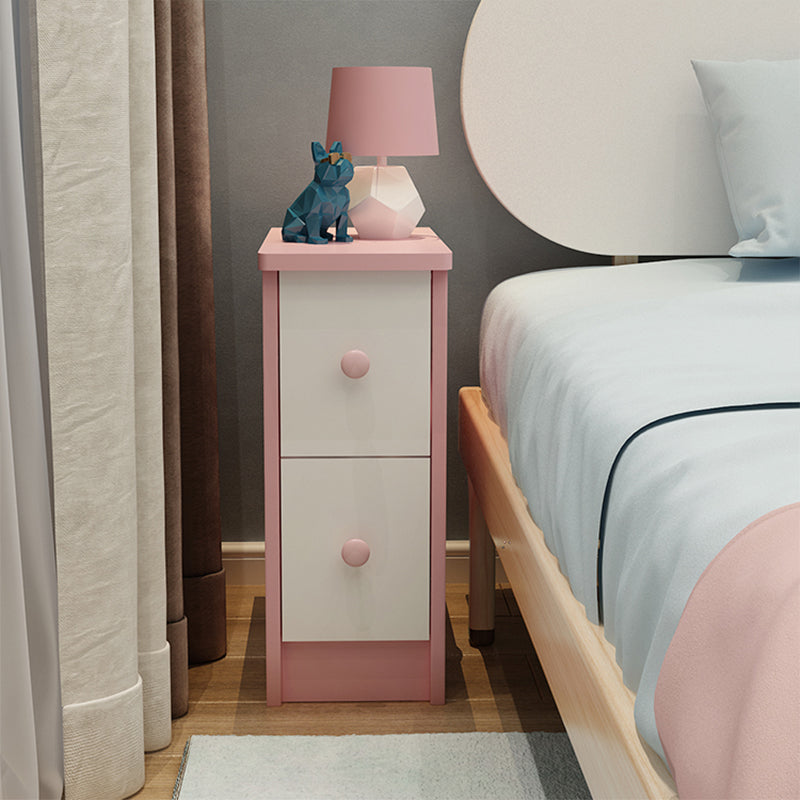 Modern Wooden Standard Nightstand 2 Drawers Kids Bedside Table