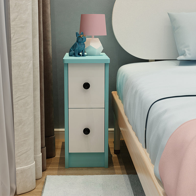 Modern Wooden Standard Nightstand 2 Drawers Kids Bedside Table