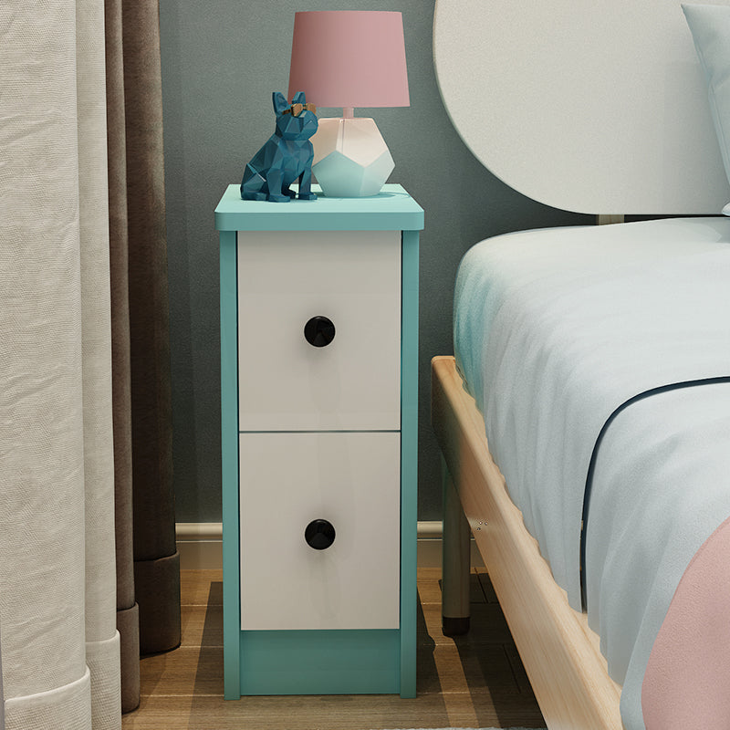 Modern Wooden Standard Nightstand 2 Drawers Kids Bedside Table