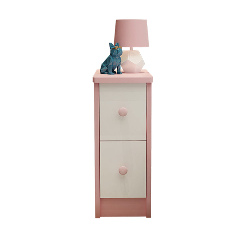 Modern Wooden Standard Nightstand 2 Drawers Kids Bedside Table