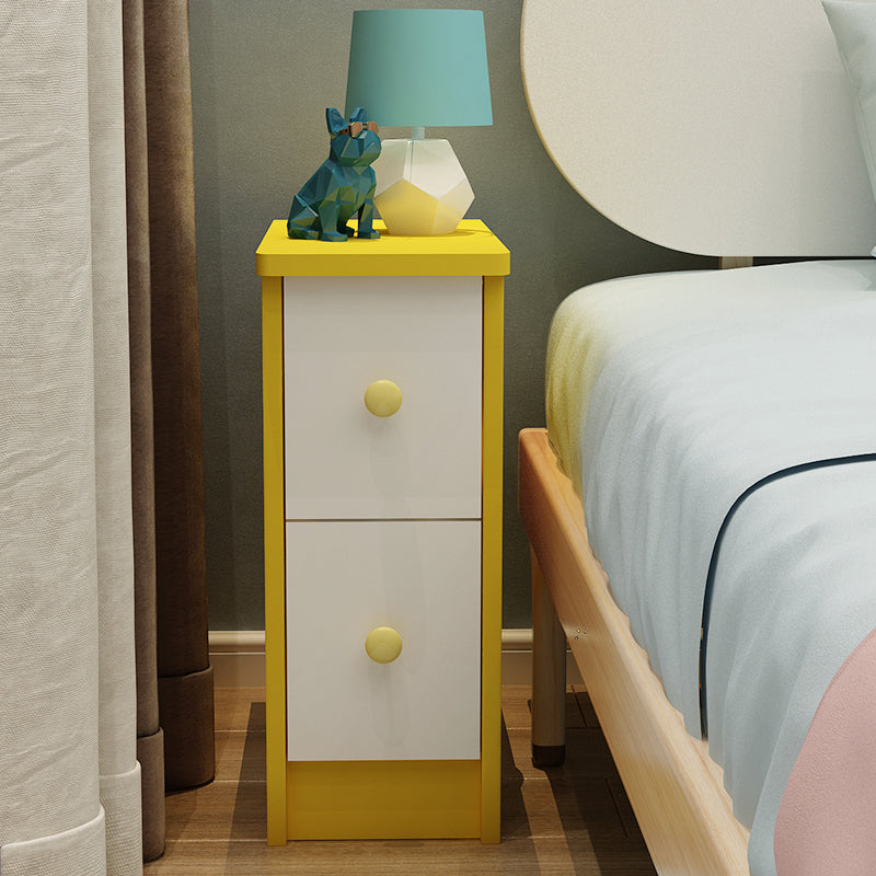 Modern Wooden Standard Nightstand 2 Drawers Kids Bedside Table