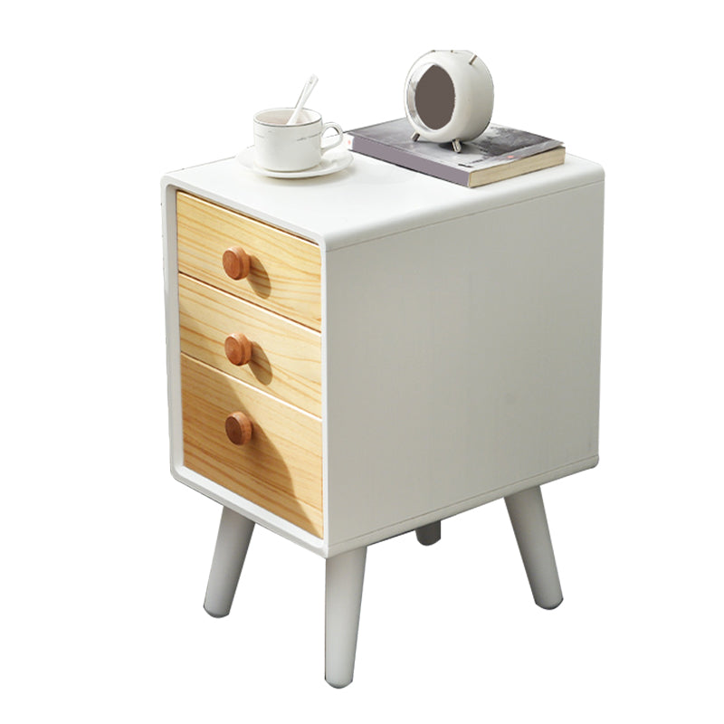 Solid Wood Standard Nightstand with Drawers Kids Bedside Table