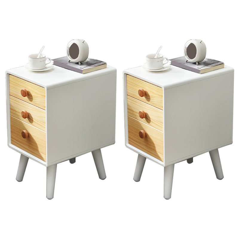 Solid Wood Standard Nightstand with Drawers Kids Bedside Table