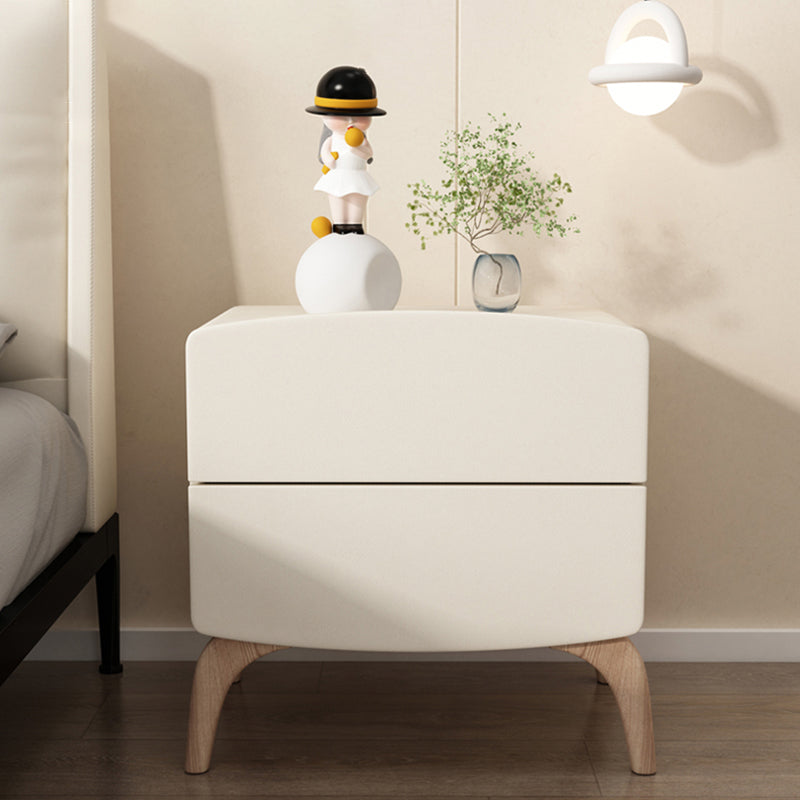 Neutral Bedside Table for Nursery with 2 Drawers Solid Wood Kids Bedside Table