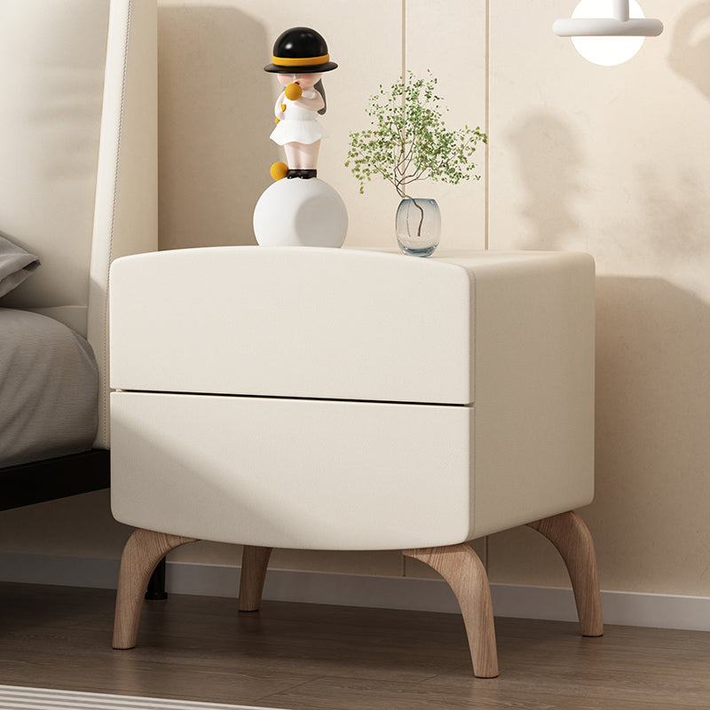 Neutral Bedside Table for Nursery with 2 Drawers Solid Wood Kids Bedside Table