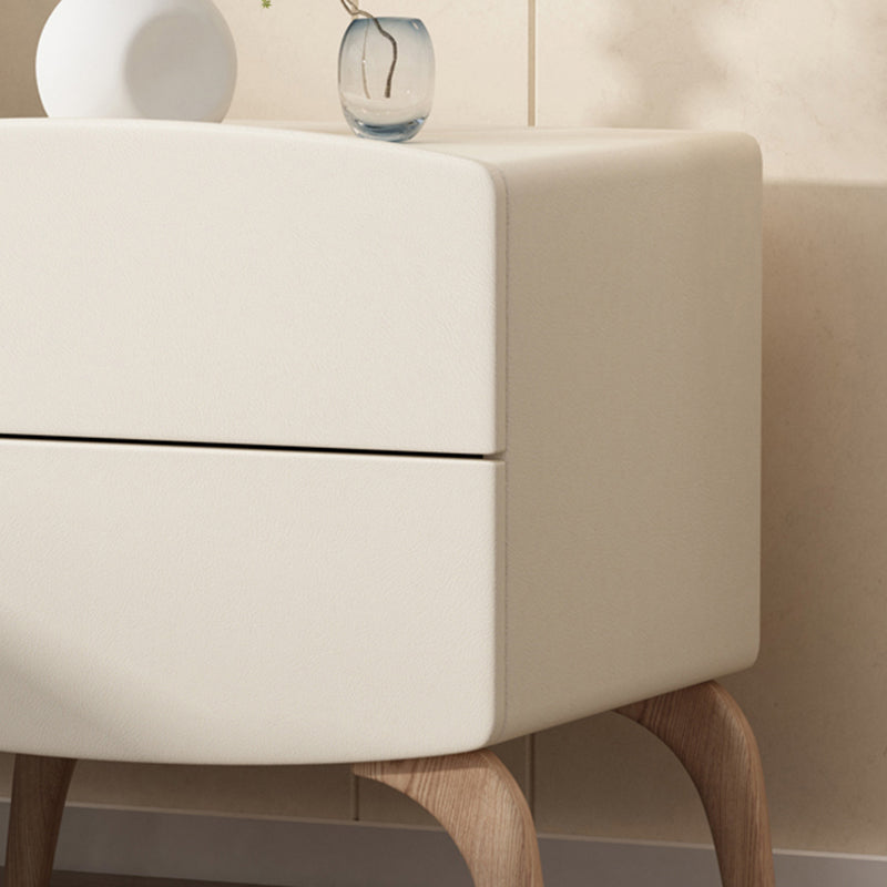 Neutral Bedside Table for Nursery with 2 Drawers Solid Wood Kids Bedside Table