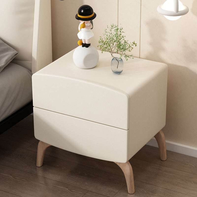 Neutral Bedside Table for Nursery with 2 Drawers Solid Wood Kids Bedside Table