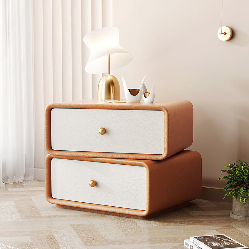 Modern & Contemporary Nightstand with Drawers Solid Wood Flat Top Neutral