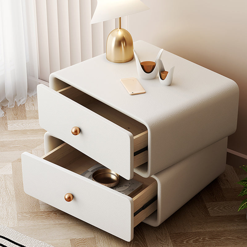 Modern & Contemporary Nightstand with Drawers Solid Wood Flat Top Neutral