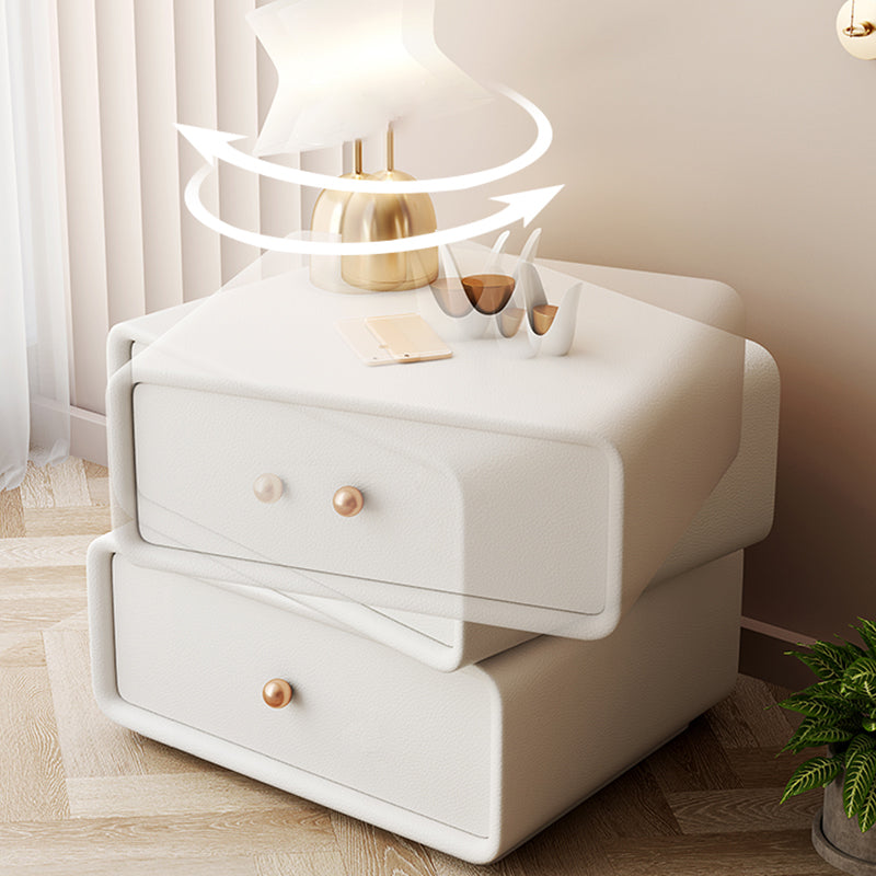 Modern & Contemporary Nightstand with Drawers Solid Wood Flat Top Neutral