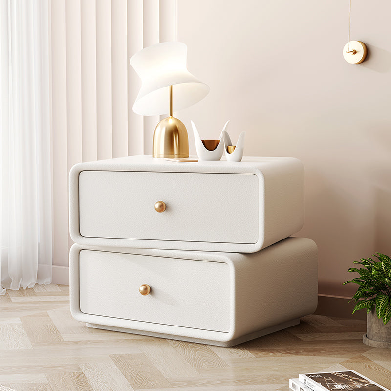 Modern & Contemporary Nightstand with Drawers Solid Wood Flat Top Neutral