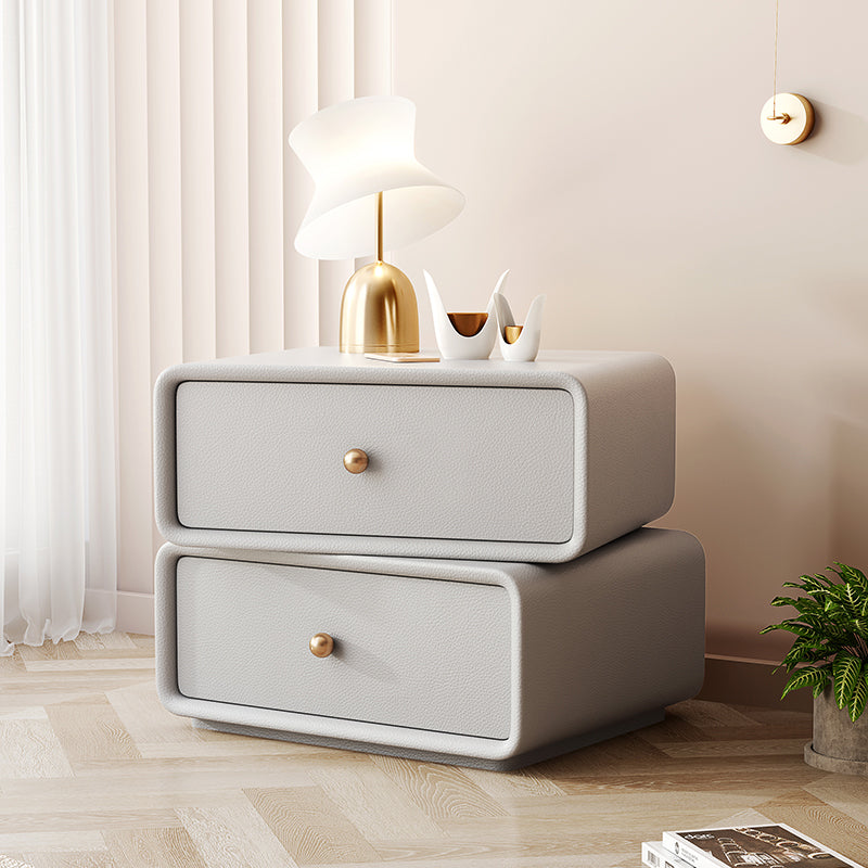 Modern & Contemporary Nightstand with Drawers Solid Wood Flat Top Neutral