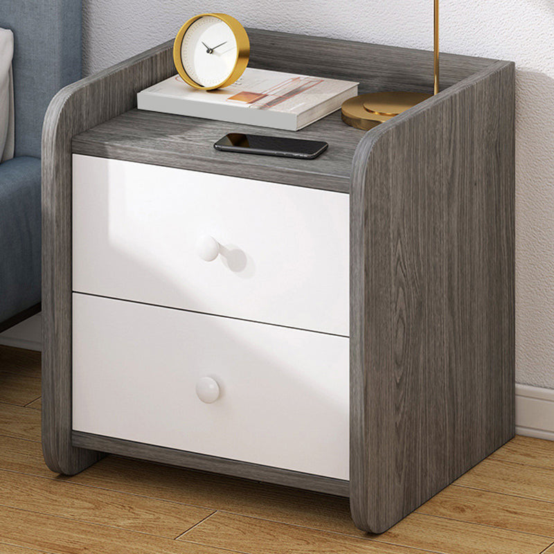 Youth Nightstand Manufactured Wood with Drawers Neutral Flat Top with Open Shelf