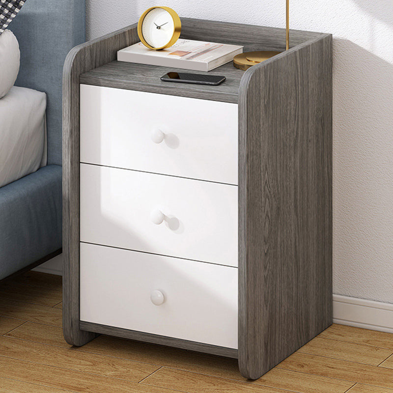 Youth Nightstand Manufactured Wood with Drawers Neutral Flat Top with Open Shelf