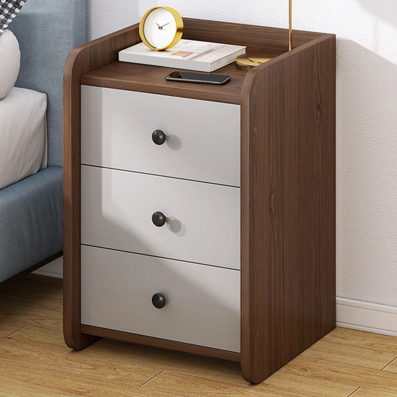 Youth Nightstand Manufactured Wood with Drawers Neutral Flat Top with Open Shelf