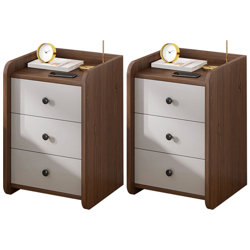 Youth Nightstand Manufactured Wood with Drawers Neutral Flat Top with Open Shelf