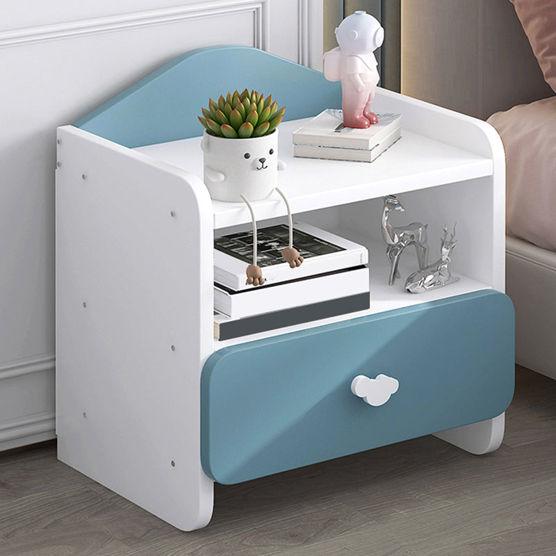 Youth Nightstand Manufactured Wood with Drawers Neutral Flat Top with Open Shelf