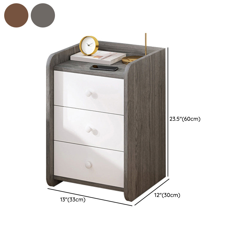 Youth Nightstand Manufactured Wood with Drawers Neutral Flat Top with Open Shelf