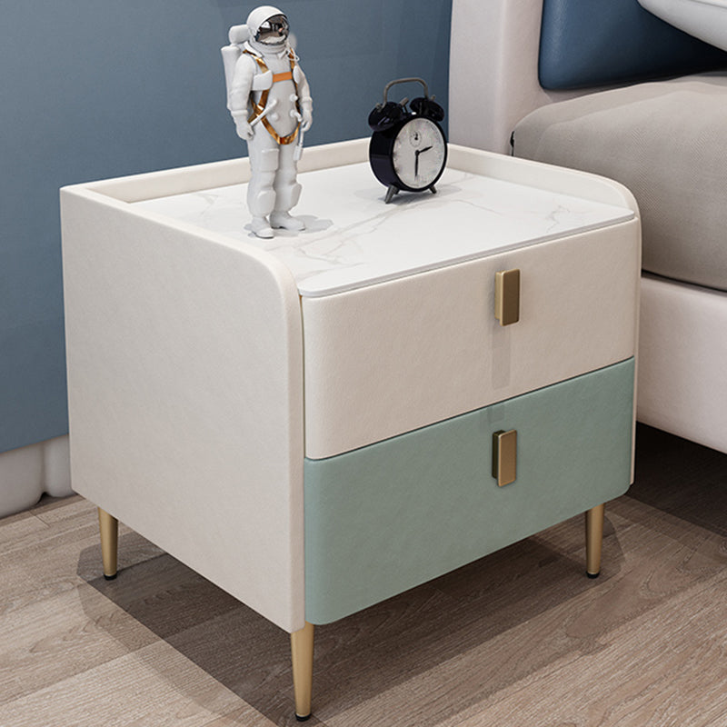 End Table for Nursery with Faux Leather Upholstery Flat Top Kids Bedside Table