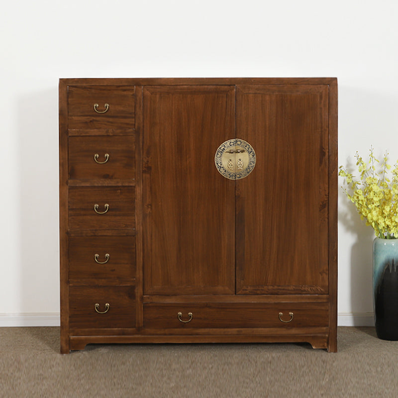 Modern Style Wardrobe Armoire Solid Wood Wardrobe Cabinet With Doors and Drawers