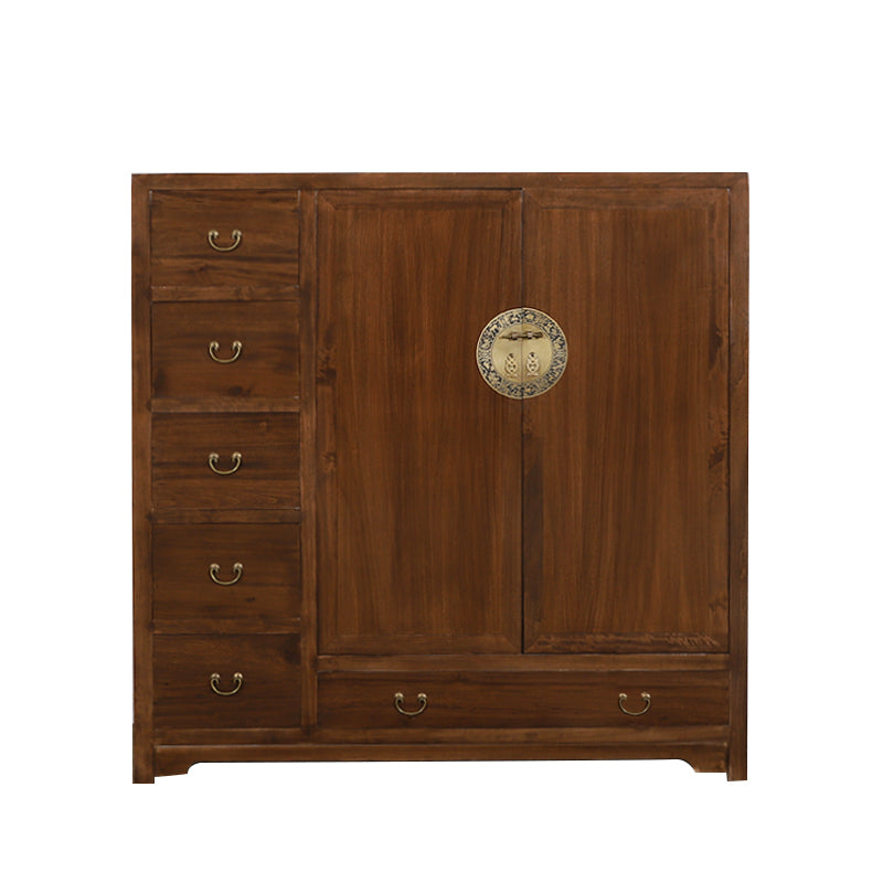 Modern Style Wardrobe Armoire Solid Wood Wardrobe Cabinet With Doors and Drawers