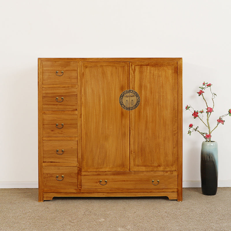 Modern Style Wardrobe Armoire Solid Wood Wardrobe Cabinet With Doors and Drawers