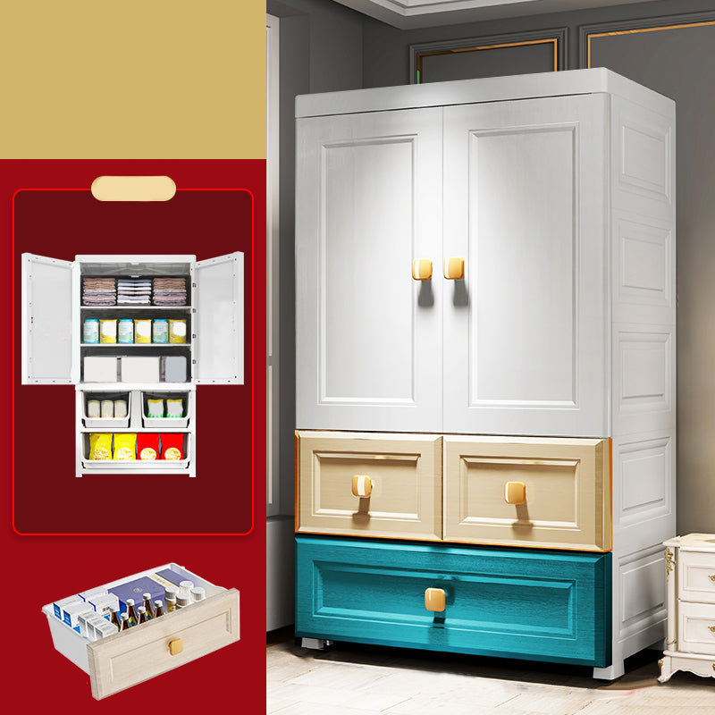 Modern Wardrobe Armoire Plastic Wardrobe Closet with Drawer and Door