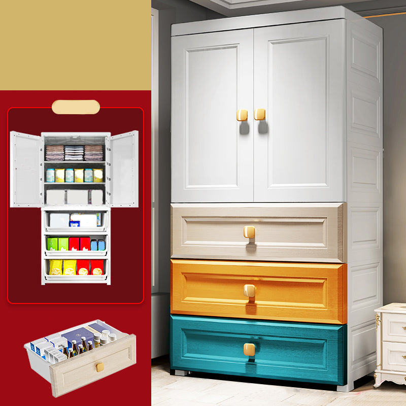 Modern Wardrobe Armoire Plastic Wardrobe Closet with Drawer and Door