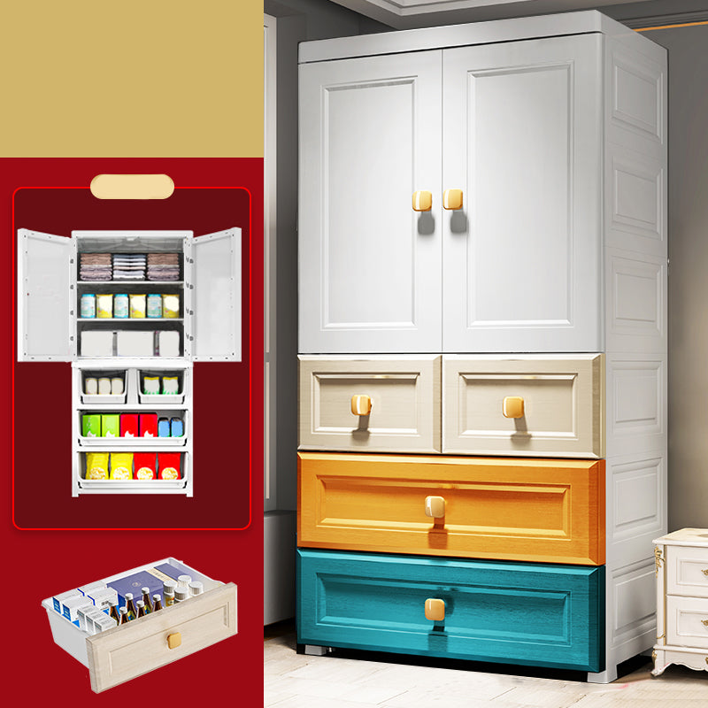 Modern Wardrobe Armoire Plastic Wardrobe Closet with Drawer and Door