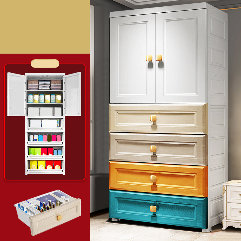 Modern Wardrobe Armoire Plastic Wardrobe Closet with Drawer and Door