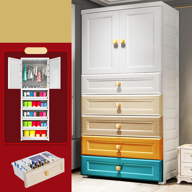 Modern Wardrobe Armoire Plastic Wardrobe Closet with Drawer and Door