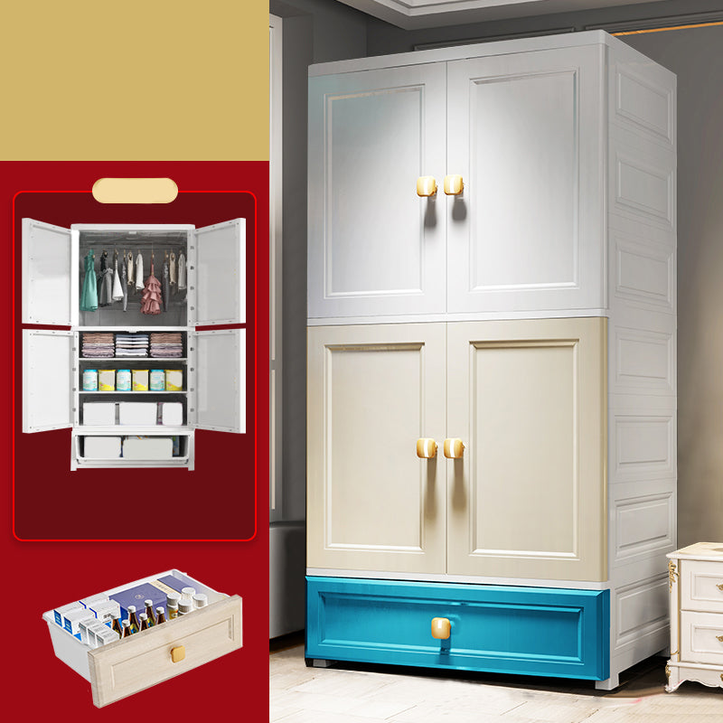 Modern Wardrobe Armoire Plastic Wardrobe Closet with Drawer and Door