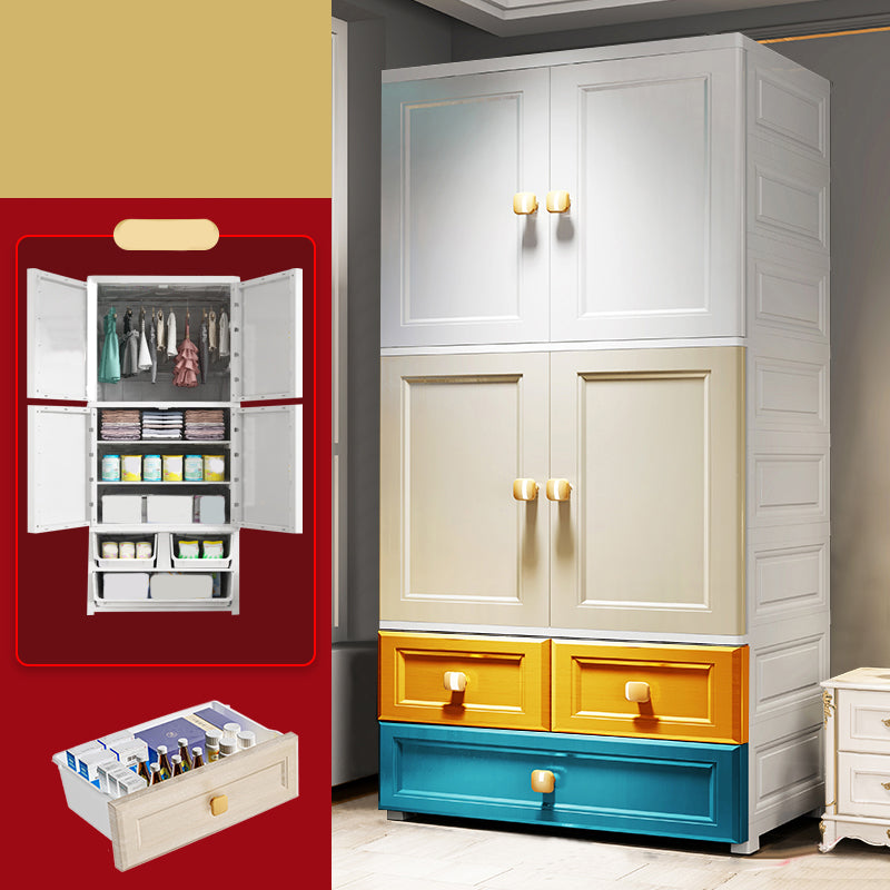 Modern Wardrobe Armoire Plastic Wardrobe Closet with Drawer and Door