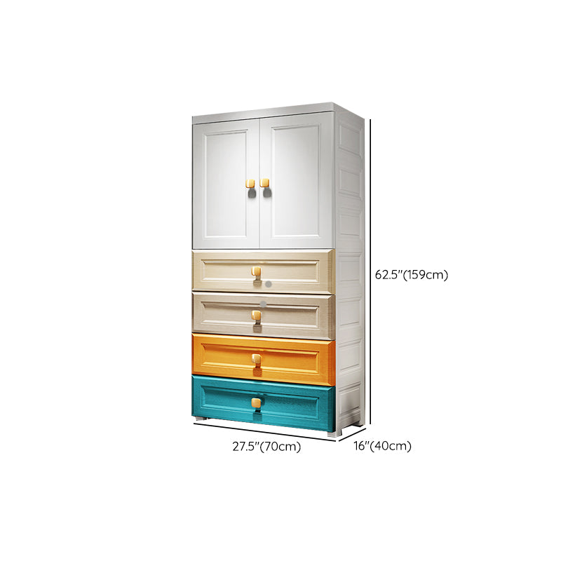 Modern Wardrobe Armoire Plastic Wardrobe Closet with Drawer and Door