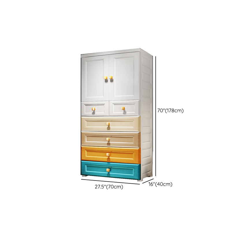 Modern Wardrobe Armoire Plastic Wardrobe Closet with Drawer and Door