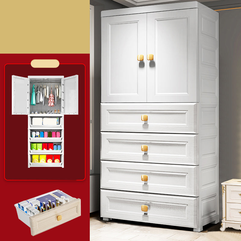 Contemporary Style Wardrobe Armoire Plastic Wardrobe Closet with Drawer and Door