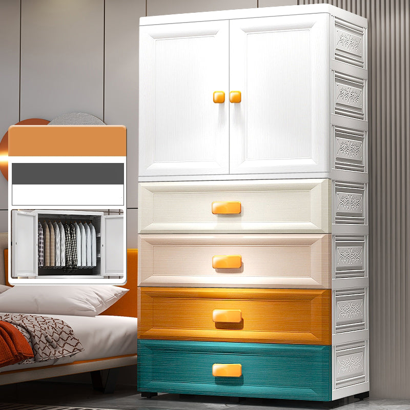 Modern Style Kid's Wardrobe Plastic Kids Closet with Drawers