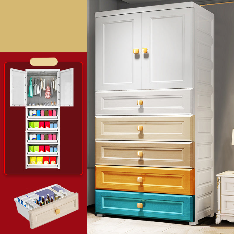 Modern Style Wardrobe Armoire Plastic Wardrobe Closet with Drawers