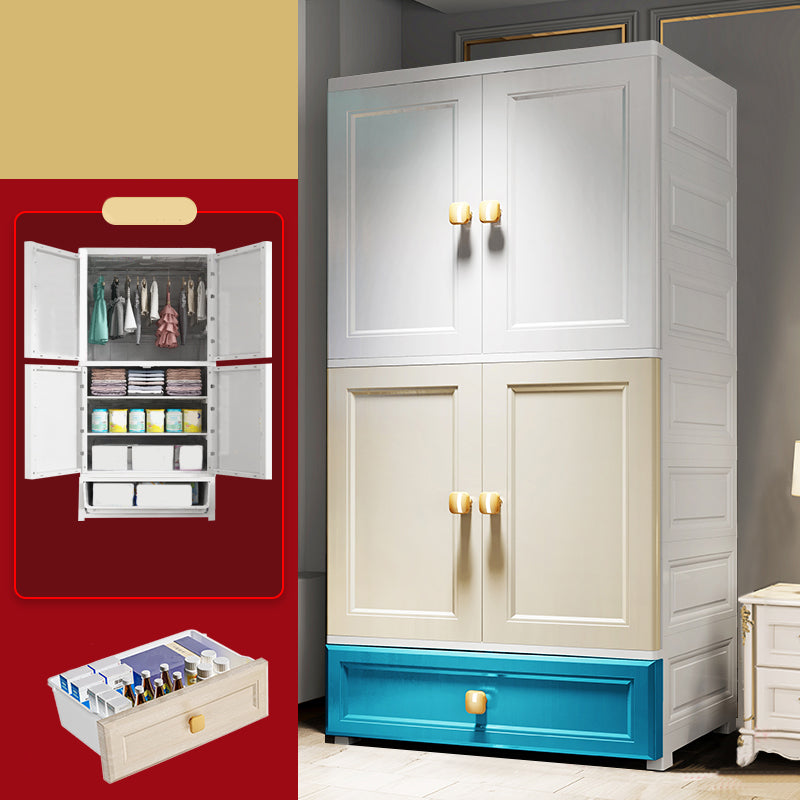 Modern Style Wardrobe Armoire Plastic Wardrobe Closet with Drawers