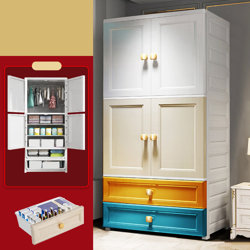 Modern Style Wardrobe Armoire Plastic Wardrobe Closet with Drawers