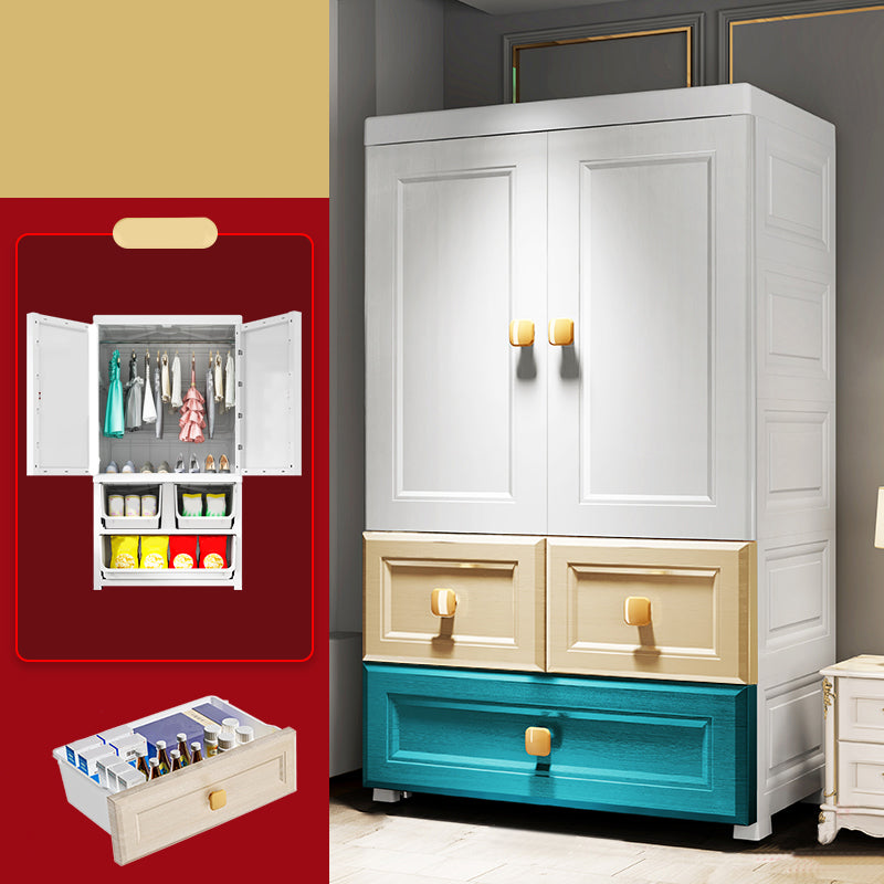 Modern Style Wardrobe Armoire Plastic Wardrobe Closet with Drawers