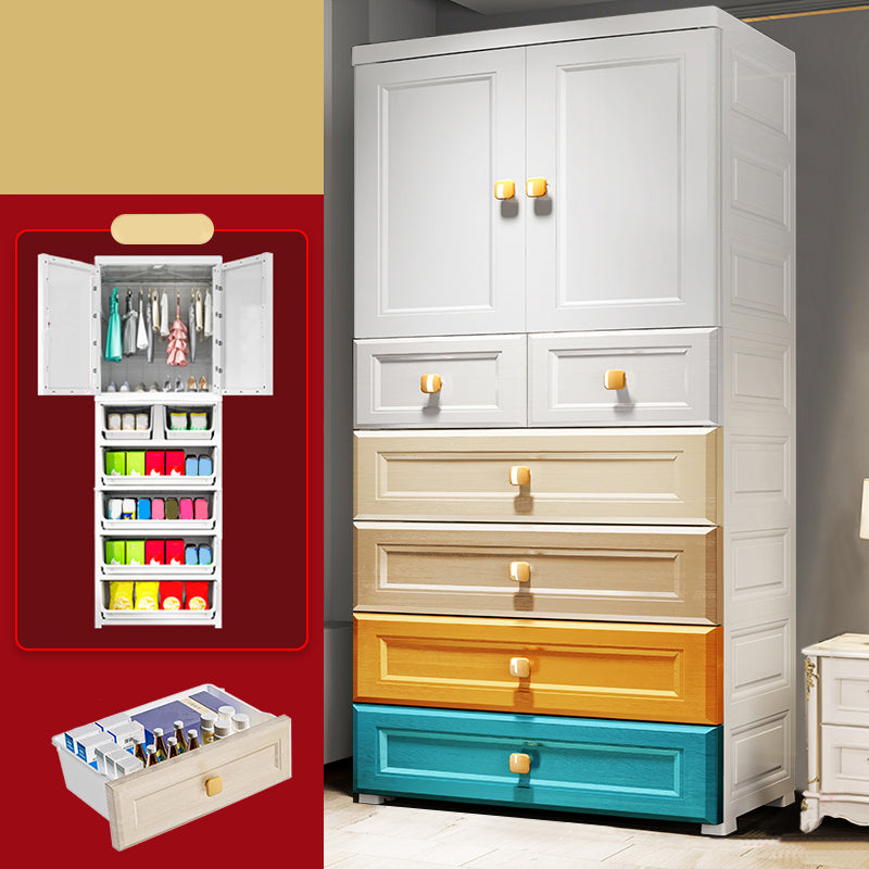 Modern Style Wardrobe Armoire Plastic Wardrobe Closet with Drawers