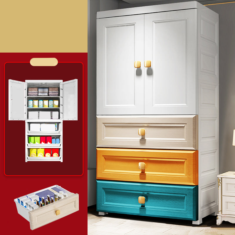 Modern Style Wardrobe Armoire Plastic Wardrobe Closet with Drawers