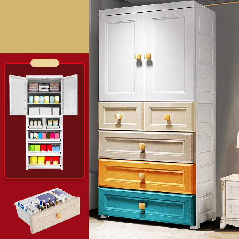 Modern Style Wardrobe Armoire Plastic Wardrobe Closet with Drawers