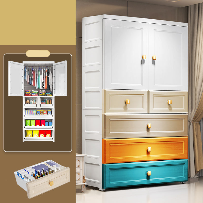 Modern Style Wardrobe Armoire Plastic Wardrobe Closet with Drawers